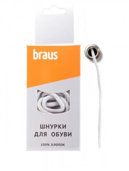 3101 Шнурки BRAUS 75 см тонкие БЕЛЫЕ
